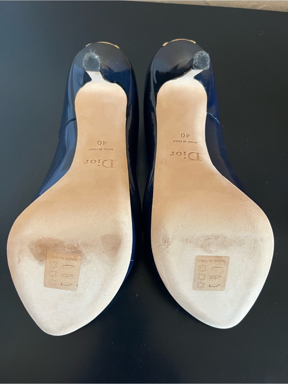 Dior Miss Dior Navy Patent Peep-Toe Stiletto Heels size 40 - Picture 7 of 9